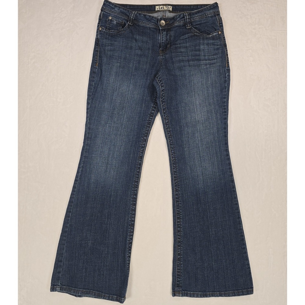 LEI Ashley Trouble Juniors 15 Flare Jeans Low Rise Y2K Medium Wash LJ22073